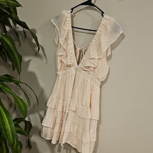 HYFVE Cream Ruffle Mini Dress